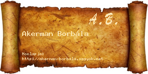 Akerman Borbála névjegykártya